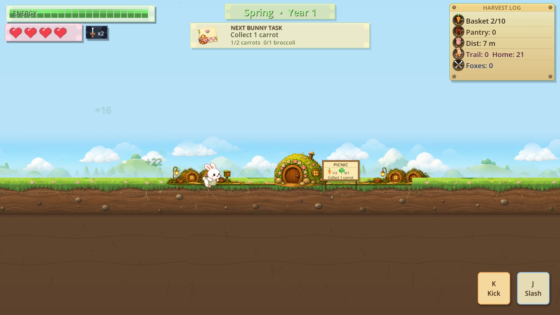 The Little Hopper returning to Mossbutton Burrow with a spring harvest